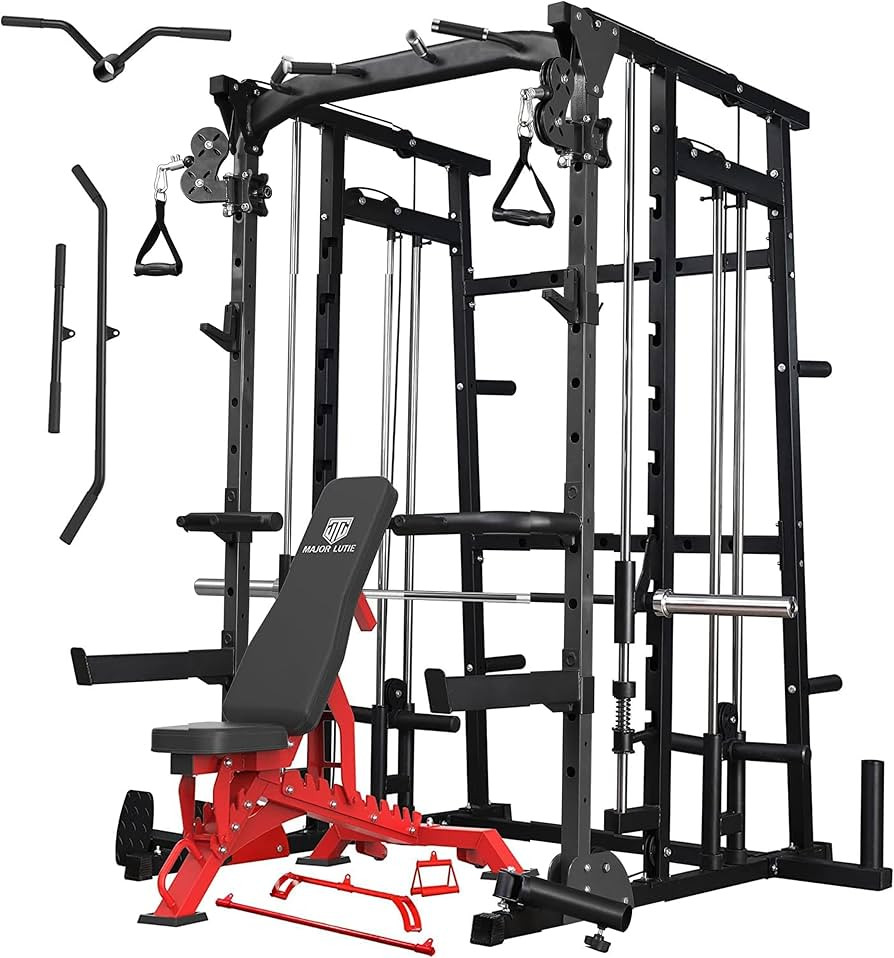 MAJOR LUTIE Fitness Smith Machine, All-in-One Home Gym Power Cage with Smith Bar and Two LAT Pull... | Amazon (US)