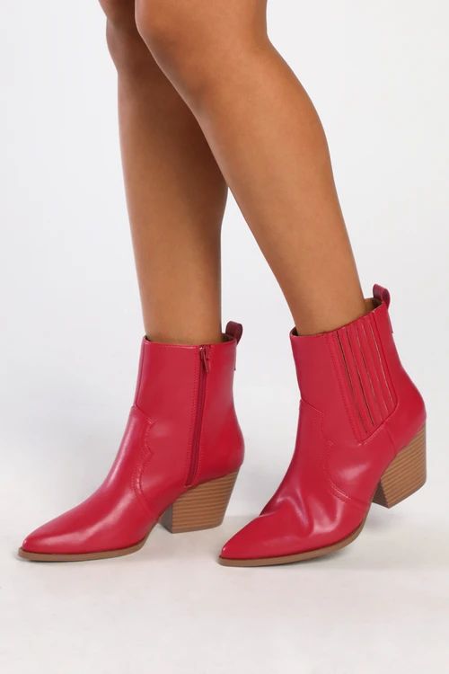 Vancy Red Pointed-Toe Mid-Calf Boots | Lulus (US)
