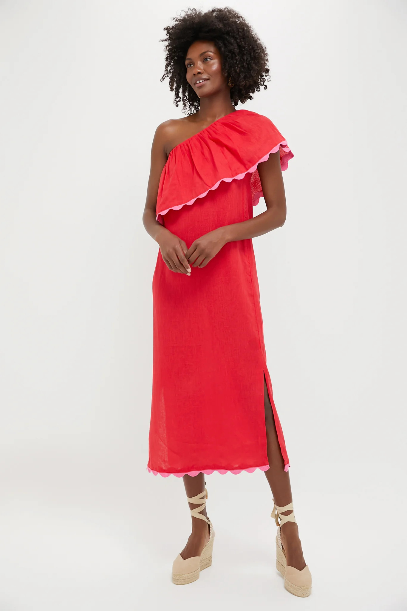Hibiscus Red Linen Amalfi Dress | Tuckernuck (US)