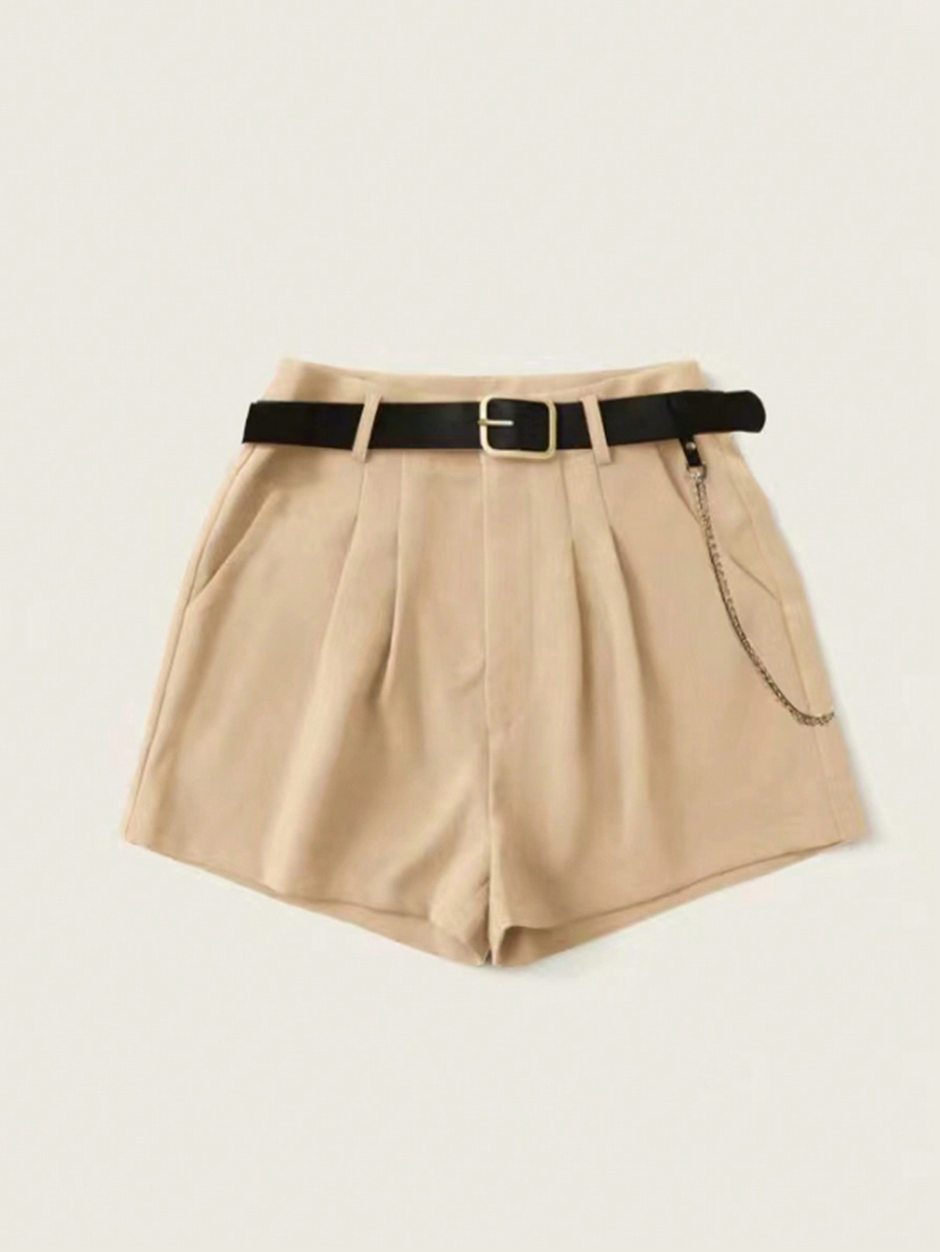 SHEIN Essnce Women Solid Color Pleated Shorts For Daily Wear In Spring And Summer | SHEIN USA | SHEIN