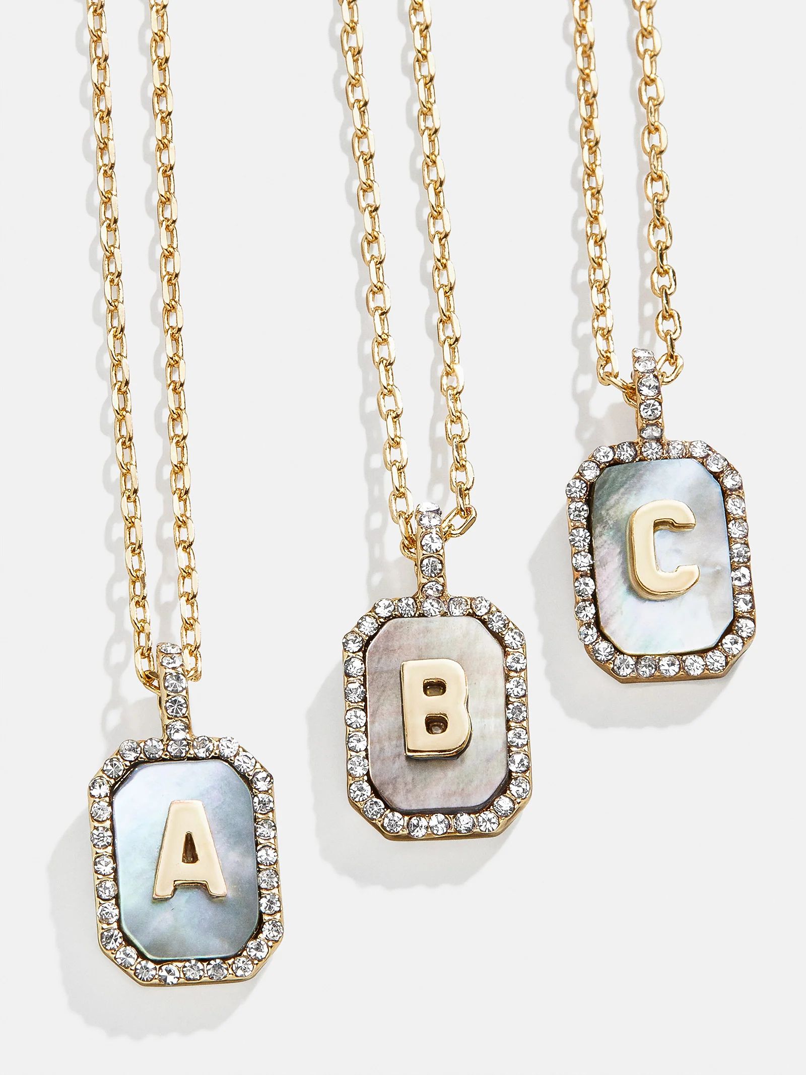 Gold & Mother Of Pearl Initial Necklace - Dark Mother Of Pearl | BaubleBar (US)