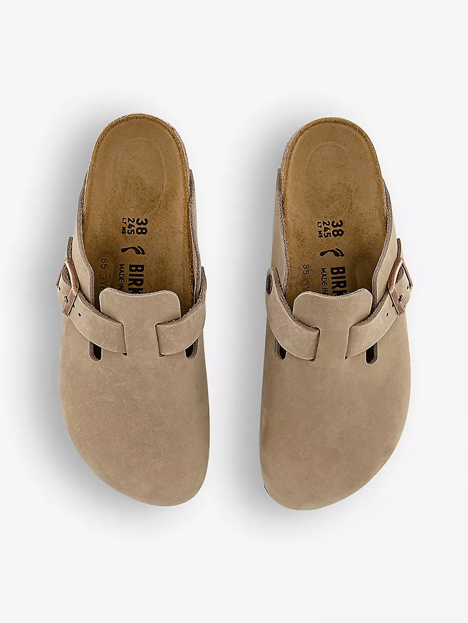 BIRKENSTOCK Boston logo-embossed suede clogs | Selfridges