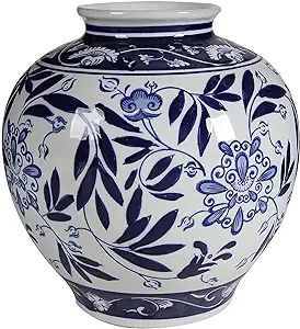 A&B Home Blue and White Porcelain Vase, 8.5" x 8.5" x 9" | Amazon (US)