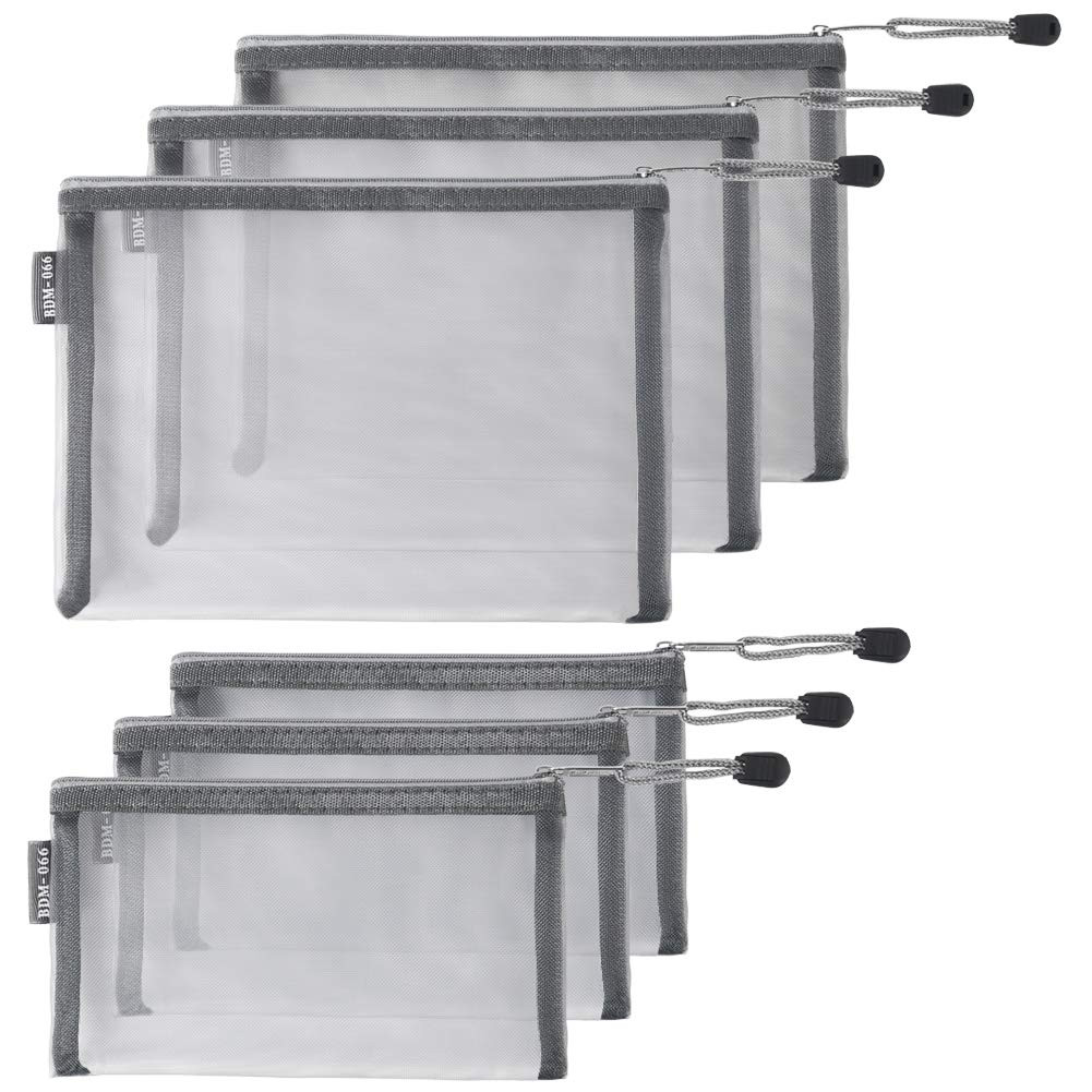 HRX Package Nylon Mesh Cosmetic Bags Zipper Pouches, 6PCS Gray Makeup Pouches Travel Organizer Ca... | Amazon (US)