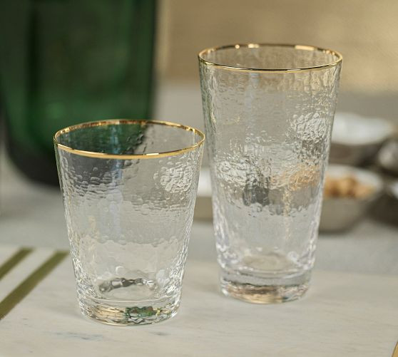 Hammered Gold Rim Tapered Glasses, Set of 4 | Pottery Barn (US)