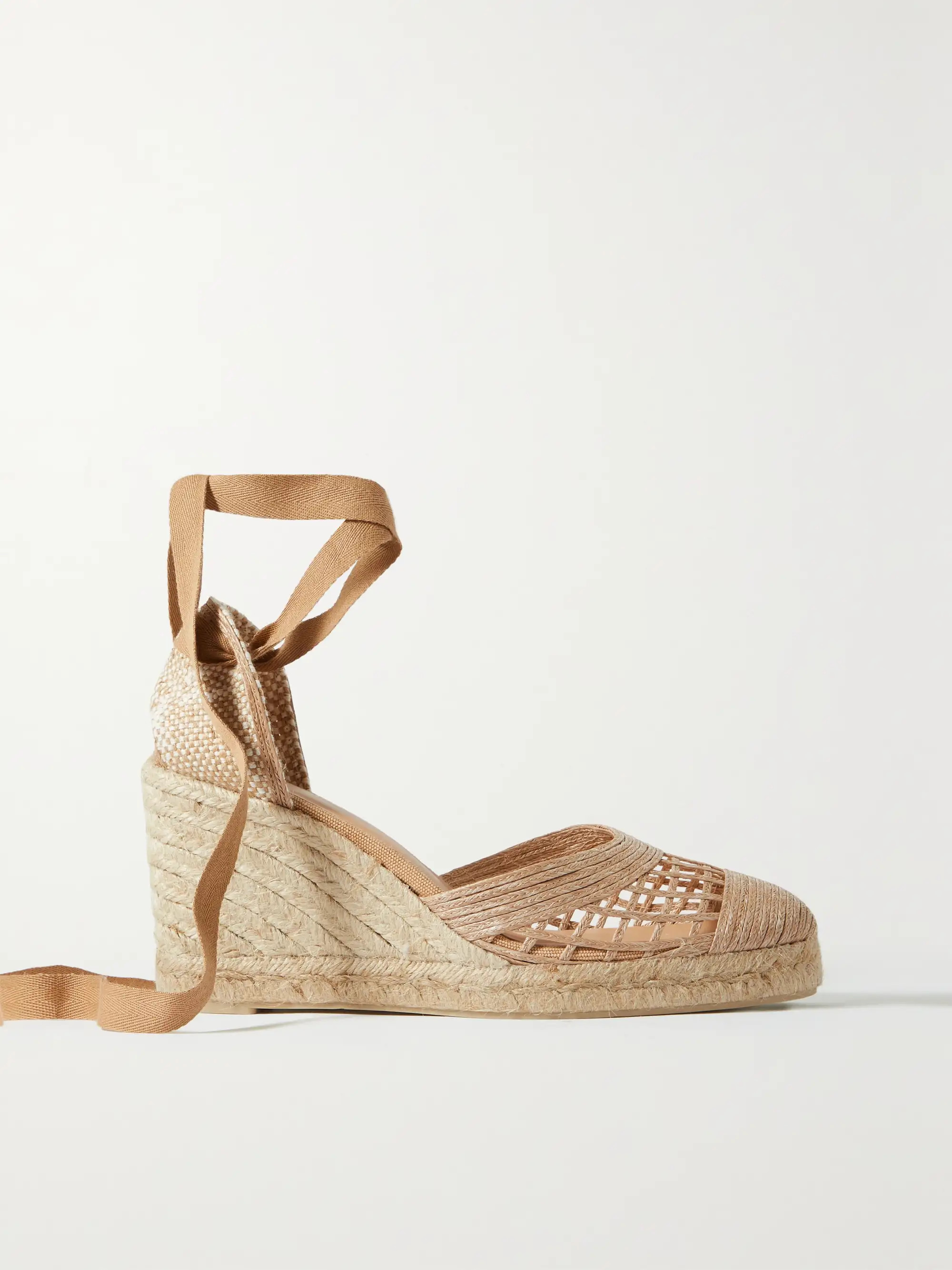 + NET SUSTAIN Caracas raffia wedge espadrilles | NET-A-PORTER (US)