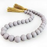 Large Farmhouse Beads with Tassel - Wooden Garland Beads Decor for Home, 32in Wood Bead Garland Farm | Amazon (US)