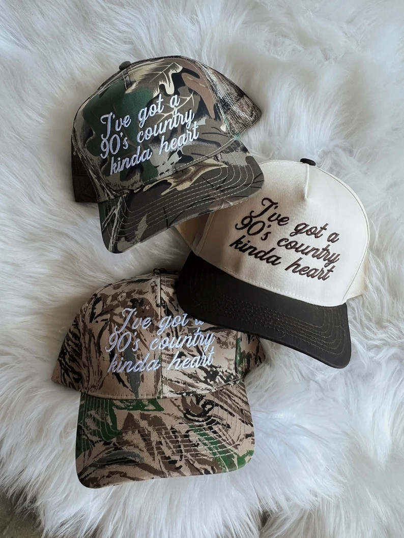 90's Country Kinda Heart Canvas Trucker Hat | Etsy (US)