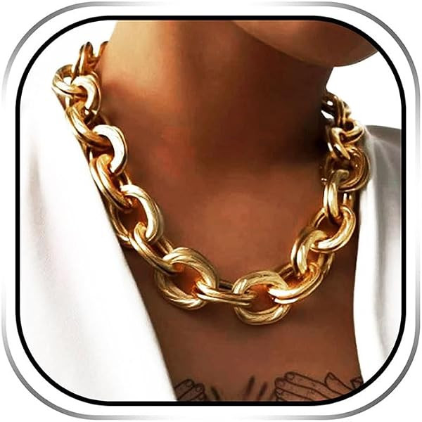 JAKAWIN Chunky Gold Choker Necklace Cuban Link Large Chain Necklaces for Women | Amazon (US)