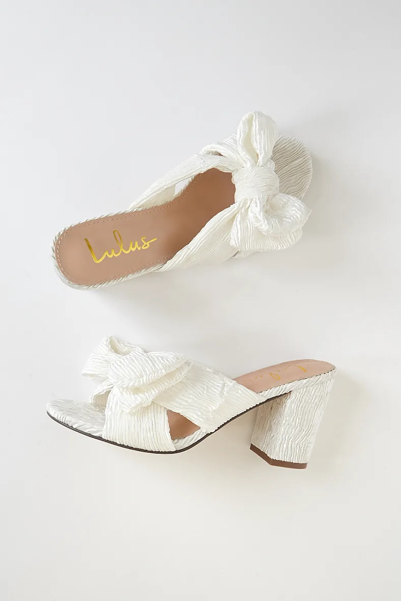 Dorothea Ivory Knotted High Heel Sandals | Lulus