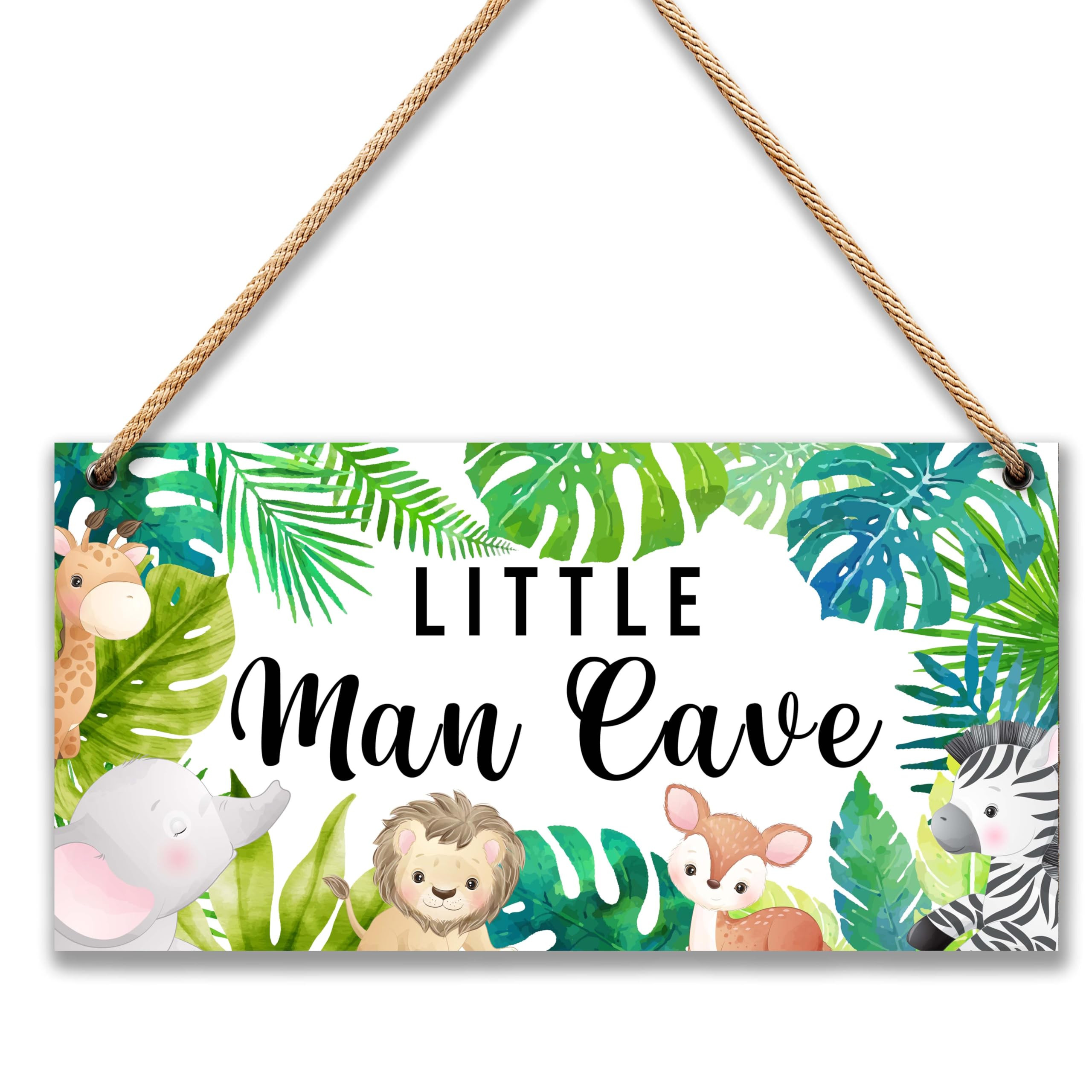 Woodland Nursery Room Decor for Baby Bedroom - Jungle Safari Animal Theme Little Man Cave Sign Wa... | Amazon (US)