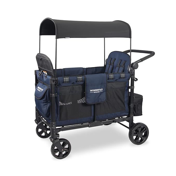 WONDERFOLD W4 Elite Quad Stroller Wagon Featuring 4 Face-to-Face Seats with 5-Point Harnesses, Ad... | Amazon (US)