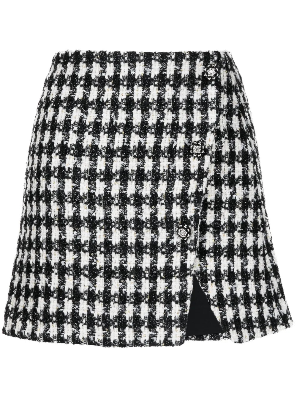 Self-Portrait Houndstooth Bouclé Skirt - Farfetch | Farfetch Global