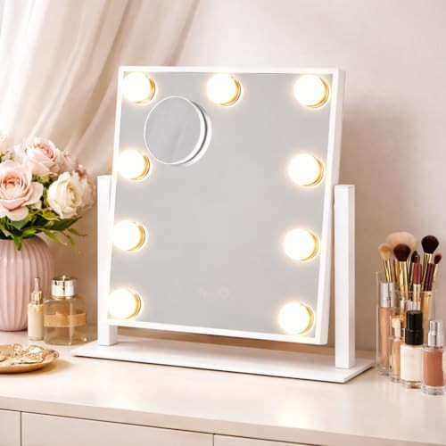 Vanity Mirror with Lights, Lighted Vanity Mirror with 9 Dimmable Bulbs for Dressing Room & Bedroo... | Amazon (US)