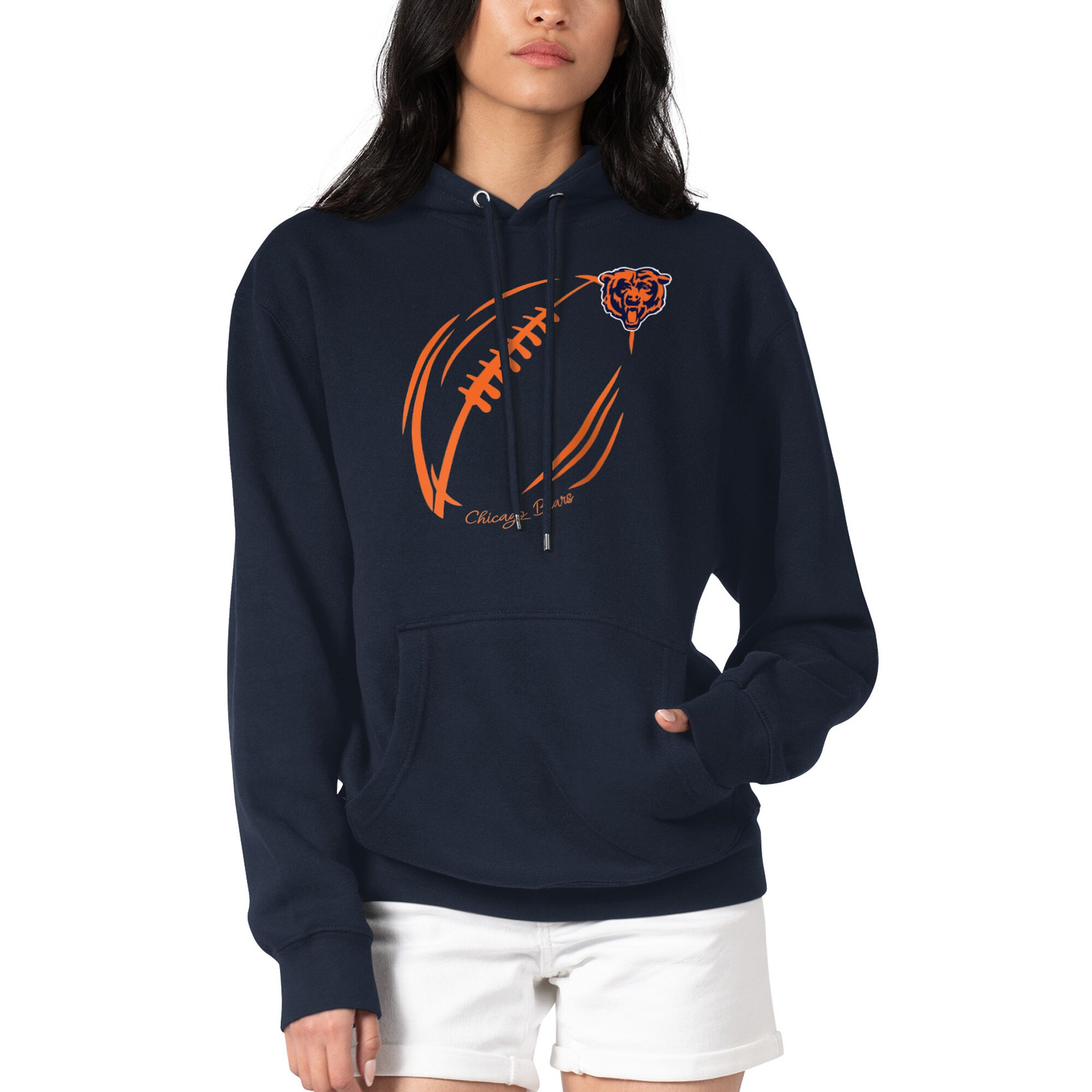 Women's Chicago Bears G-III 4Her by Carl Banks Navy Football Logo Fleece Pullover Hoodie | NFL Shop