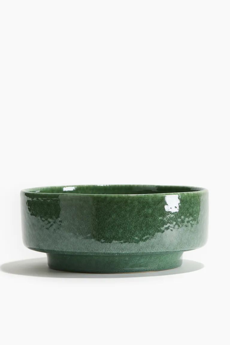 Reactive-glaze Stoneware Serving Bowl - Green - Home All | H&M US | H&M (US + CA)