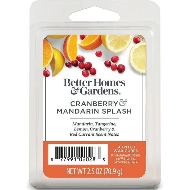 Cranberry Mandarin Splash Scented Wax Melts, Better Homes & Gardens, 2.5 oz (1-Pack) | Walmart (US)