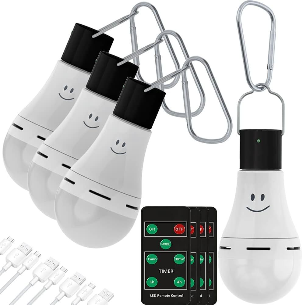 LOTOFIT Rechargeable LED Camping Light Bulbs with Remote, Timer & 4 Light Modes, Portable Hanging... | Amazon (US)
