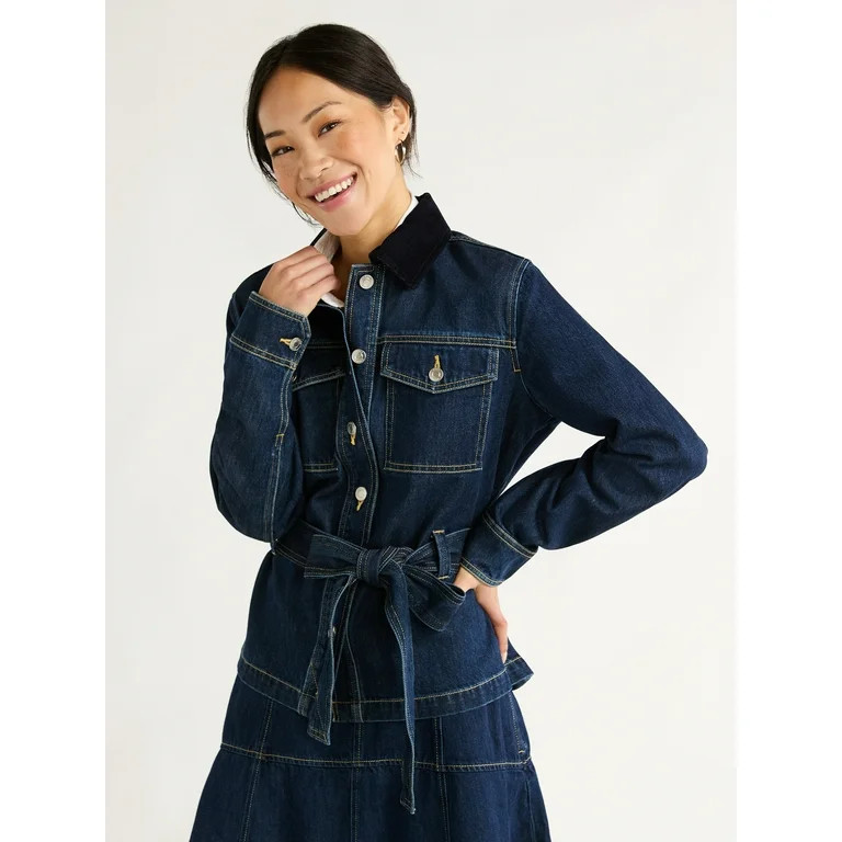 Free Assembly Women's Belted Cotton Utility Jacket, Sizes XS-XXL - Walmart.com | Walmart (US)