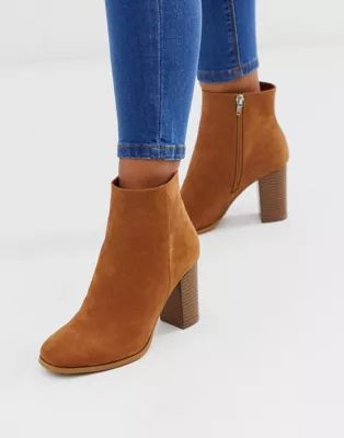 ASOS DESIGN Rye heeled ankle boots in tan | ASOS US
