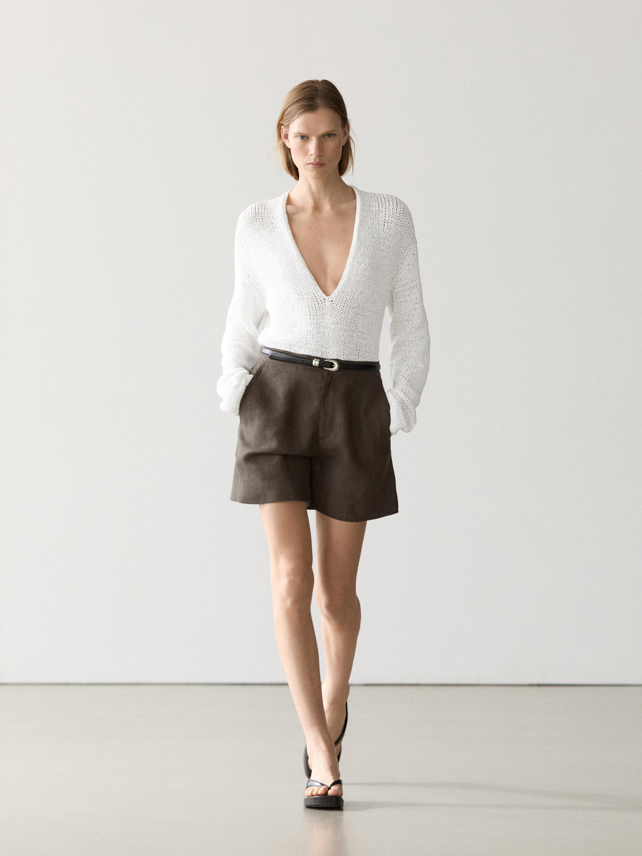 Short linen Bermuda shorts | Massimo Dutti US