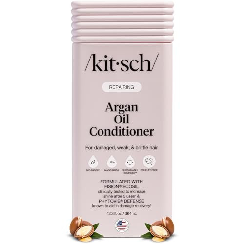 Kitsch Repairing Argan Oil Liquid Conditioner for Women & Men – Argan Oil for Hair, For Shine, Smoothness & Damage Recovery, Hair Repair – Clean, Color-Safe Hair Care - Made in USA, 12.3 oz | Amazon (US)