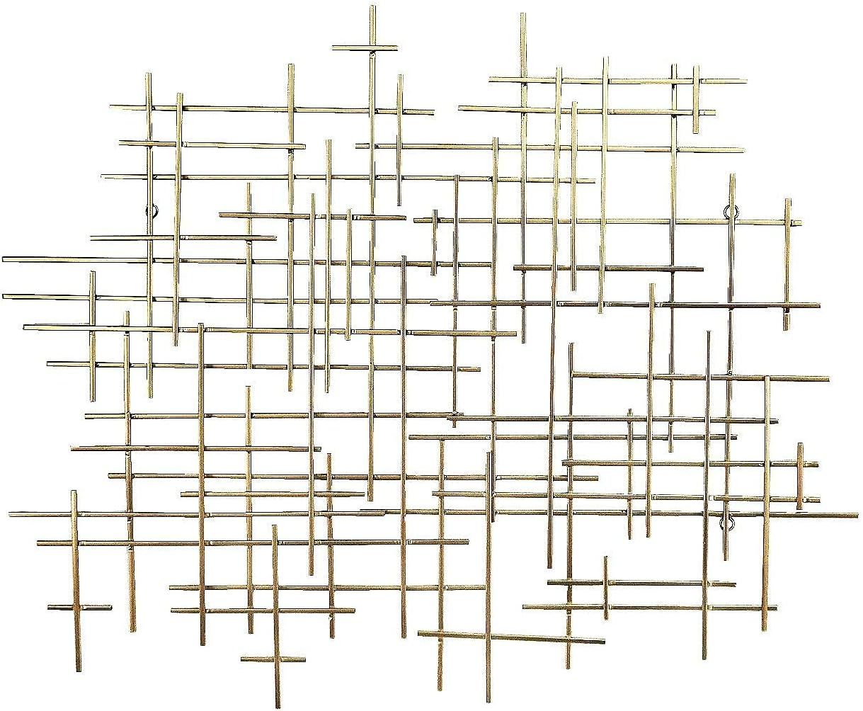 Bellaa 27079 Metal Wall Art Geometric Abstract Modern Cross 37 Inch Light Gold (Light Golden 2707... | Amazon (US)