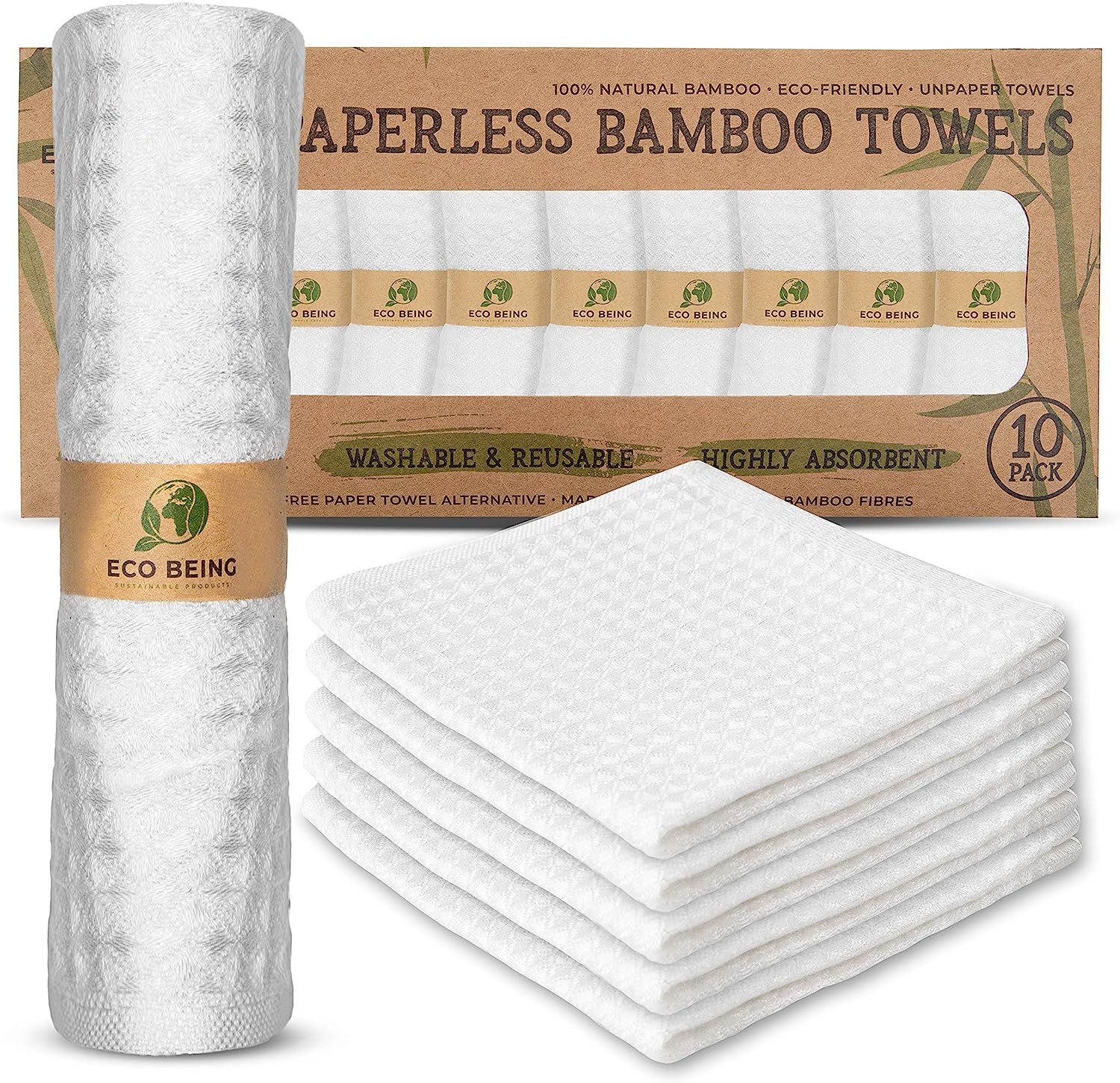 Reusable Paper Towels, Washable Unpaper Towels - Eco Friendly, Sturdy, Super Absorbent, Organic B... | Amazon (US)