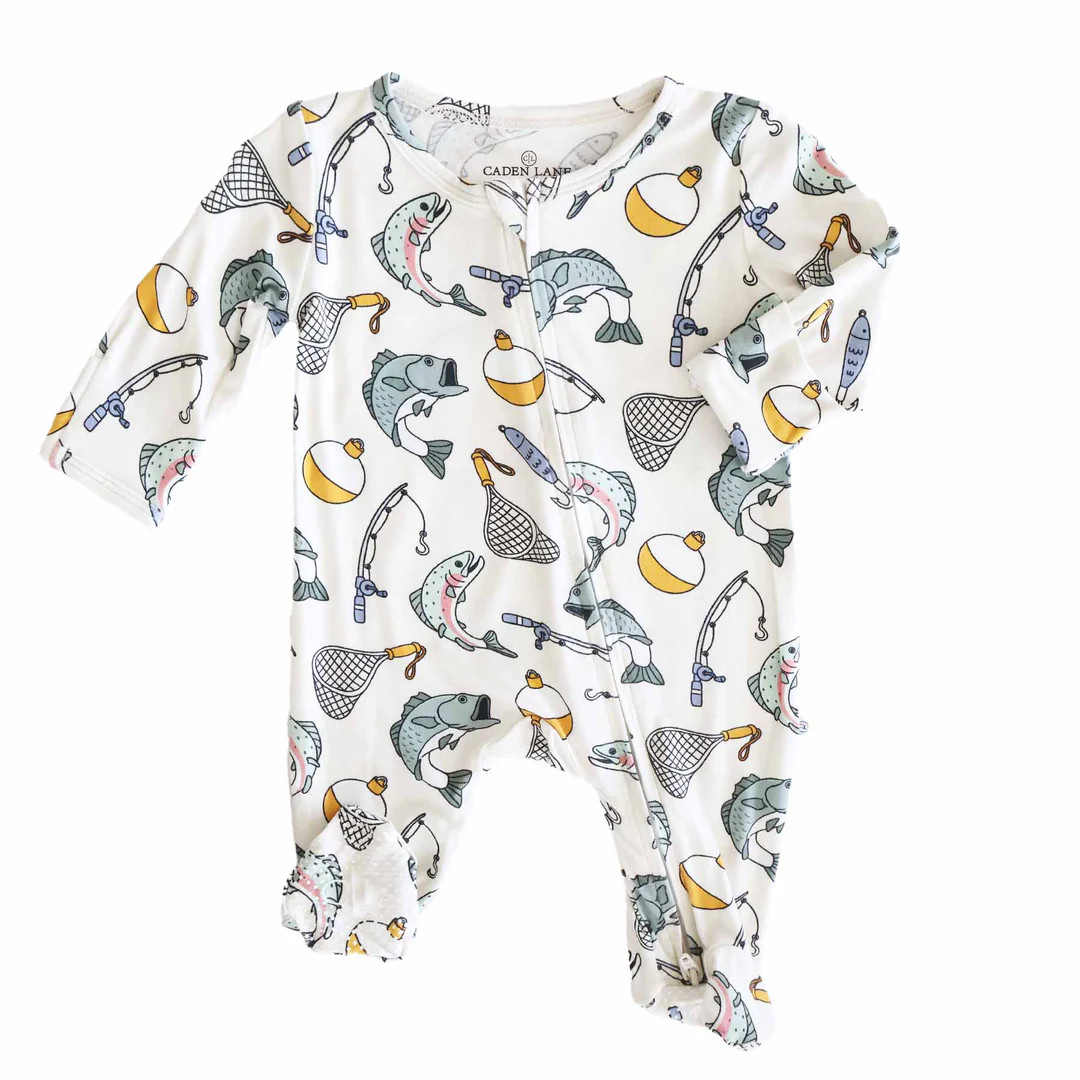 Catch of the Day Zipper Footie | Caden Lane