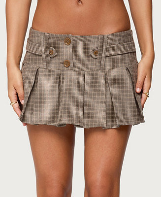 Edikted Women's Lockette Plaid Pleated Mini Skort - Macy's | Macy's
