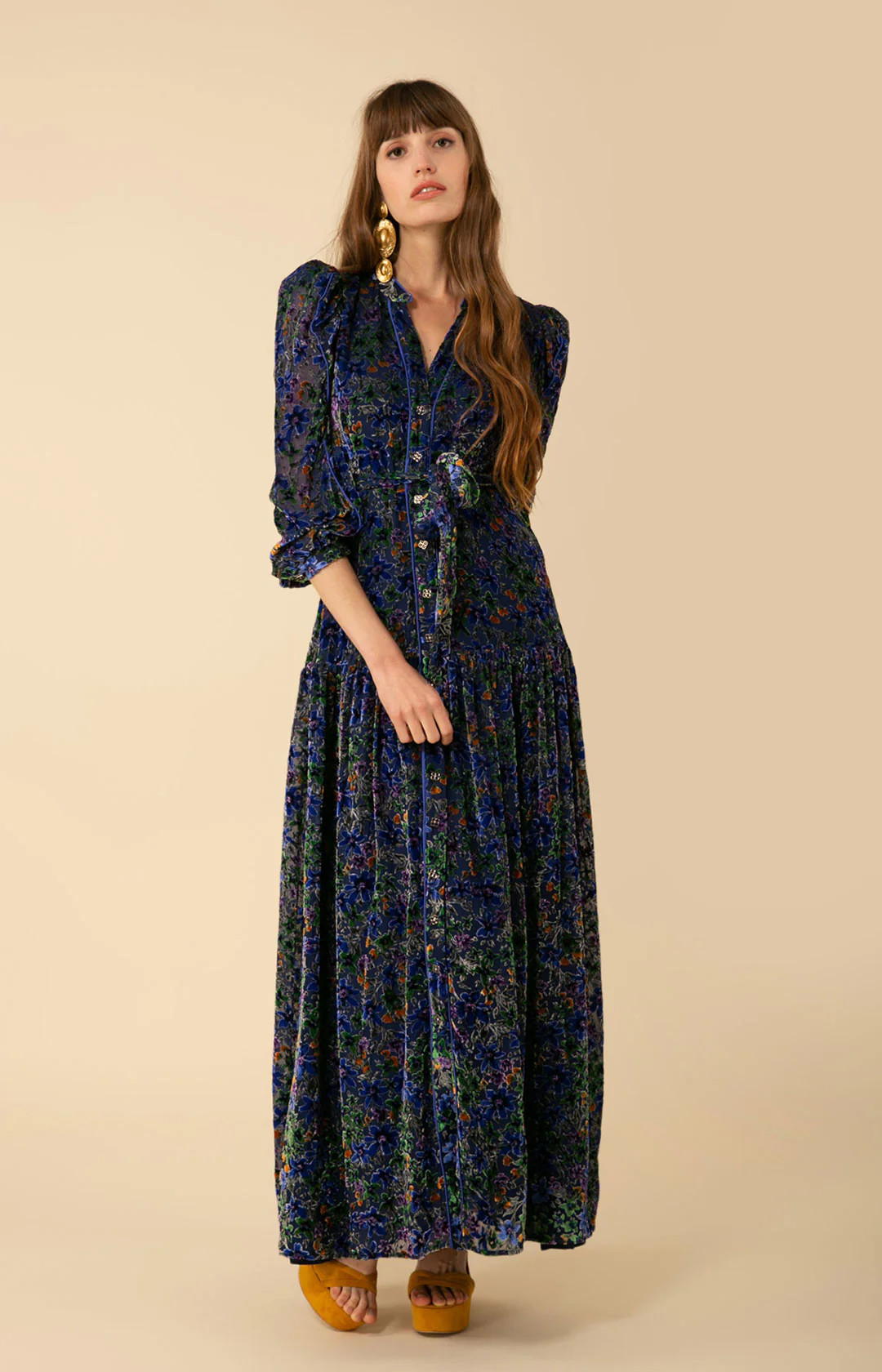 Heloise Velvet Burnout Maxi Dress | Hale Bob