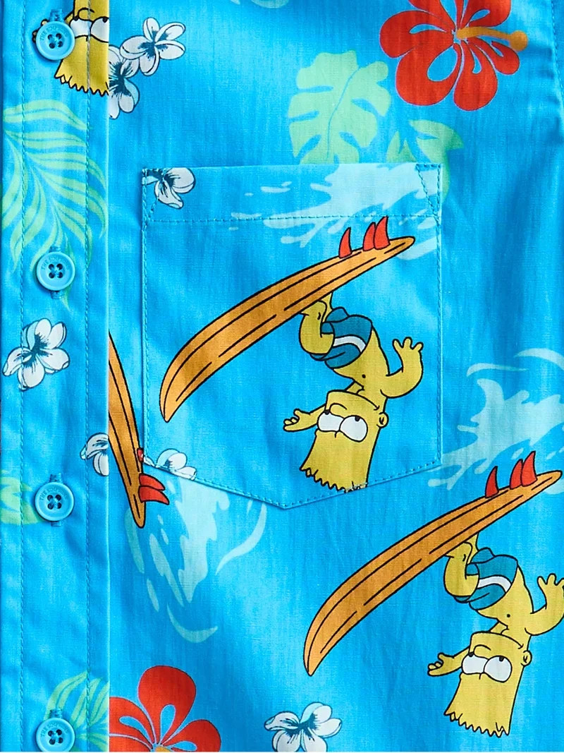 The Simpsons Boys Graphic Button Up Resort Shirt with Short Sleeves, Sizes 4-18 - Walmart.com | Walmart (US)