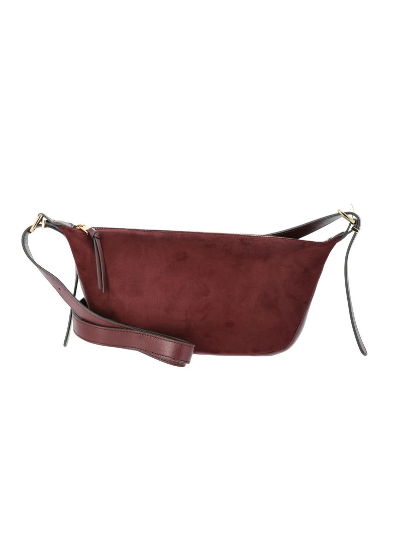 Time and Tru Women's Faux Suede Sling Crossbody Bag, Burgundy | Walmart (US)