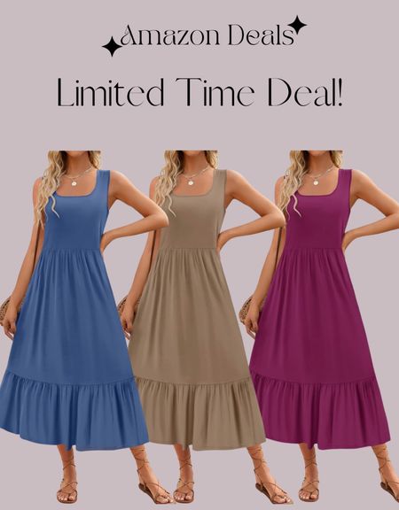 Amazon deals / ZESICA Women's 2024 Summer Sleeveless Dress Square Neck Pleated Swing Casual Maxi Dresses with Pockets

#LTKSaleAlert #LTKOver40 #LTKTravel