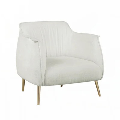 Luxury Furniture 1pc Accent Chair White Beautiful Boucle Upholstery Gold Finish Metal Legs Elegant Look | Wayfair North America