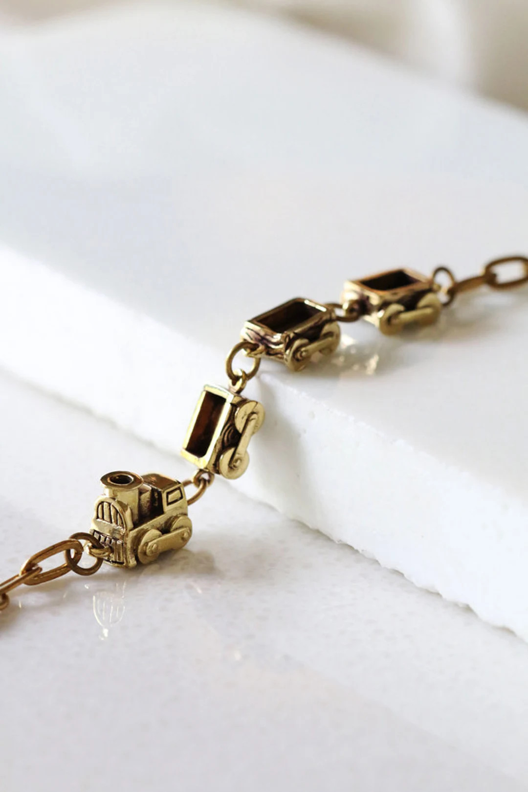 Bogey Train Bracelet / Linen Jewelry / Trains Bracelet / Brass Bracelet | Etsy (US)