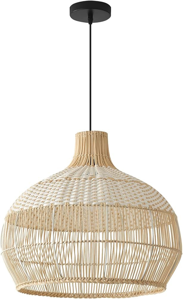 Teru Ji Kaikang Pendant Light Rattan Hanging Lights Cord Bamboo Hanging Lamp Dimmable Adjustable ... | Amazon (US)