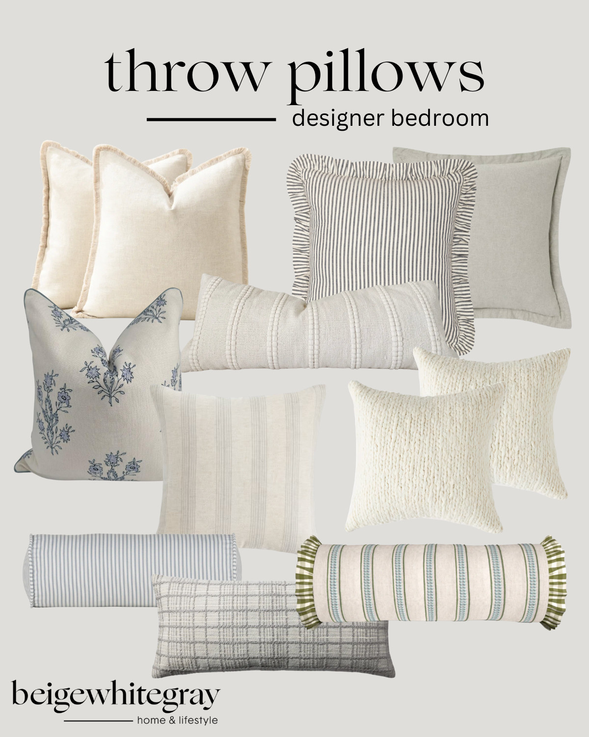Throw Pillows

designer lookalike throw pillows, square throw pillows, lumbar pillow, blue throw pillow, beige throw pillow, ruffle throw pillow, striped throw pillow, beige white gray 

 #LTKSeasonal #LTKHome #LTKFindsUnder100