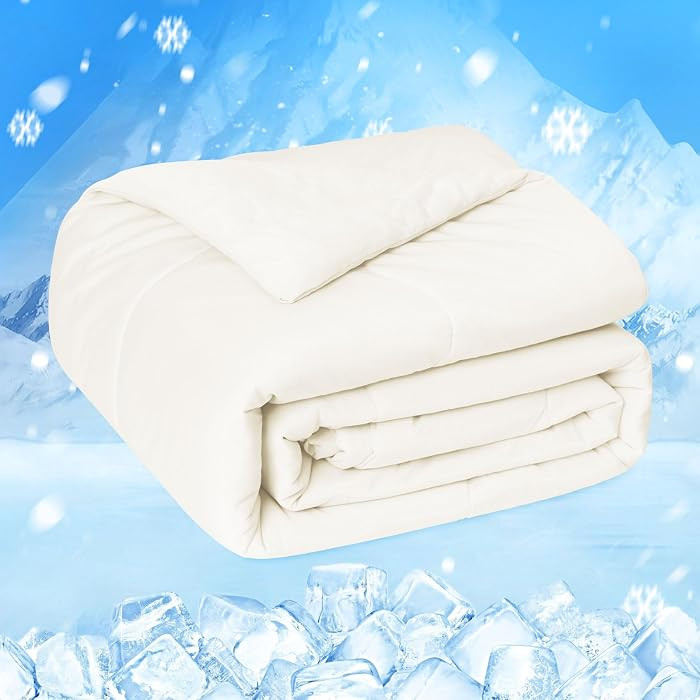 HOMFINE Cooling Comforter Queen Size, Beige Summer Cooling Blanket for Hot Sleepers and Night Swe... | Amazon (US)
