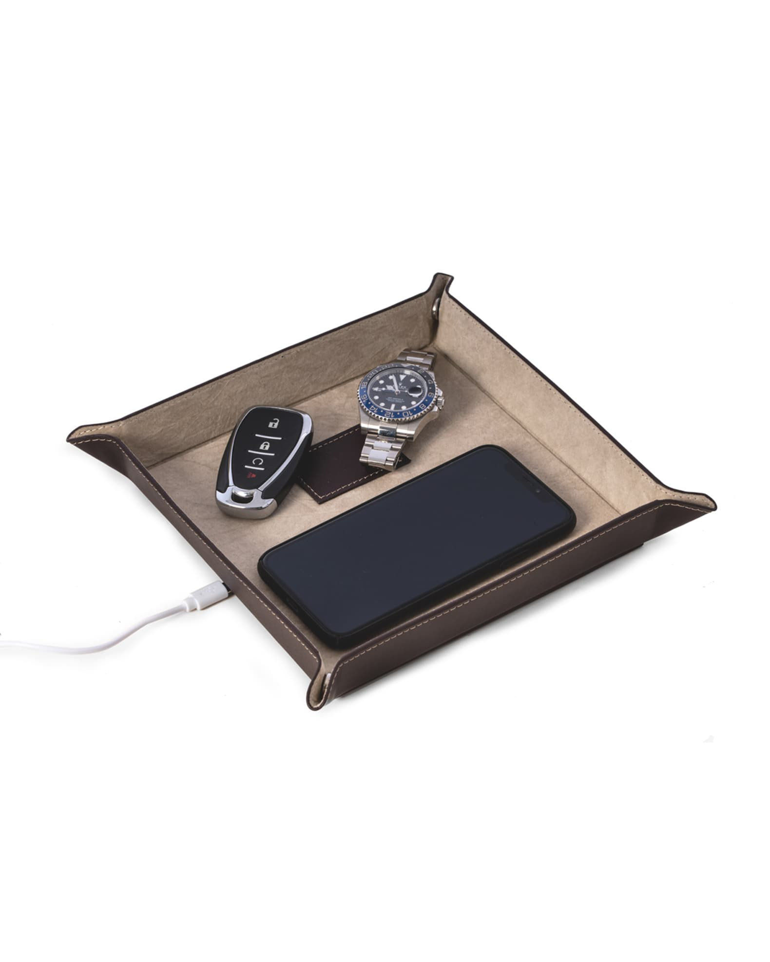 Bey-Berk Men's Personalized Leather/Velour Charge Station | Neiman Marcus