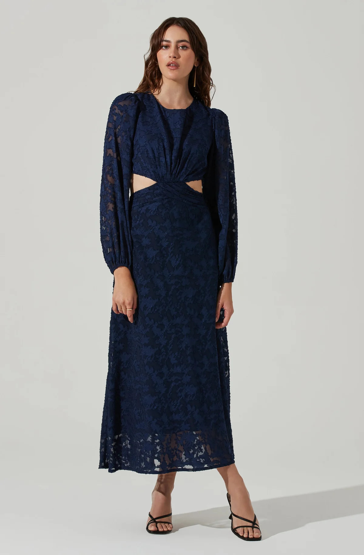 Burnout Long Sleeve Cutout Midi Dress | ASTR The Label (US)