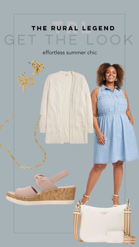 Plus size effortlessly chic summer outfit with denim dress, beach cardigan from J.Crew and Madewell jewelry and accessories. Kate Spade and Bzees sandals.

#LTKSeasonal #LTKOver40 #LTKxMadewell