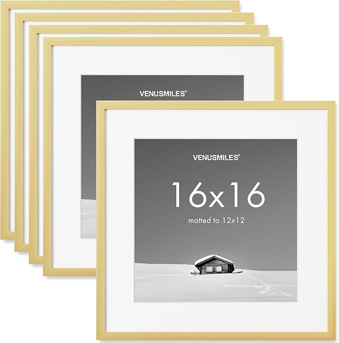 16x16 inch Picture Frame, 16x16 Photo Frames with 12x12 Removable Mat - High Definition Plexiglas... | Amazon (US)