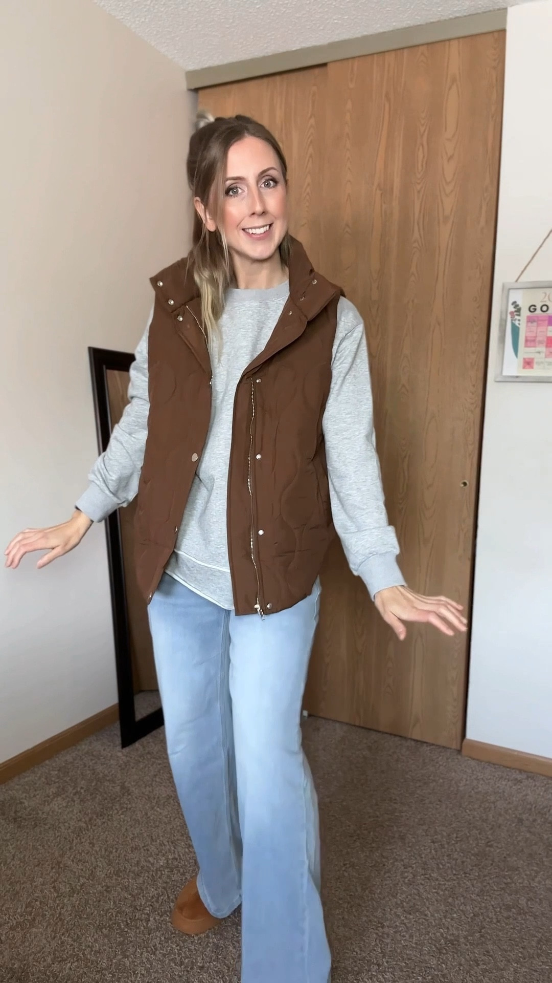 Wearing small in sweatshirt and vest and jeans 

#LTKActive #LTKFindsUnder50 #LTKMidsize