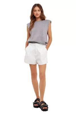 Grey Lab Women's High-Waisted Faux Leather Shorts, White, Small | Belk