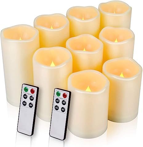 Comenzar Flameless Candles, Waterproof Outdoor Indoor Battery Candles Set of 9(H 4" 5" 6" x D 3")... | Amazon (US)
