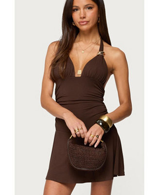 Women's Rafaella Ruched Halter Mini Dress | Macy's