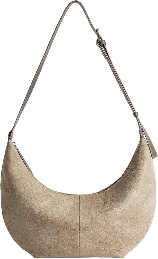 Suede Hobo Crossbody Bag for Women Crescent-Shaped Shoulder Bag with Zipper Closure for Everyday ... | Amazon (US)