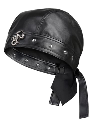 Hachapy Leather Biker Cap for Women - Adjustable Skull Motorcycle Hat with Snug Fit, Stylish Biker Head Wrap & Riding Cap for Badass Look | Amazon (US)