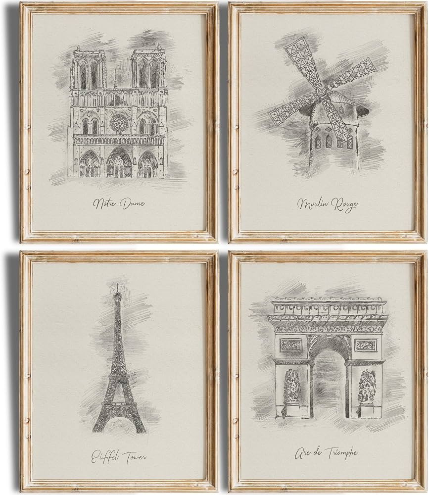 DREAM BIG PRINTABLES Paris Landmarks Art Prints (Set of 4) - Unframed - 8x10 | French Travel Wall... | Amazon (US)